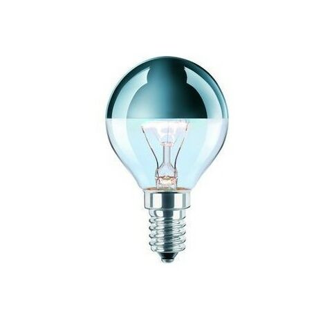 Ampoule globe calotte argentée à filament incandescent E14 40 W