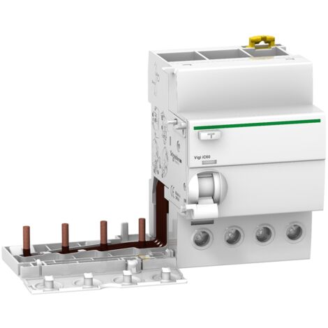 Schneider Electric – Bloc différentiel 63A 4P 30mA type AC 400-415V – Protection circuits électriques – Encliquetable sur rail DIN – A9V11463