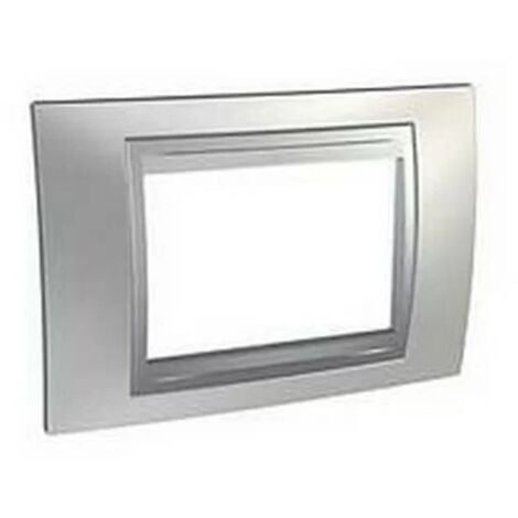 Schneider MGU66.103.038 - Unica Top Chrome Satiné liseré Alu Plaque de finition 3 Modules horizontal