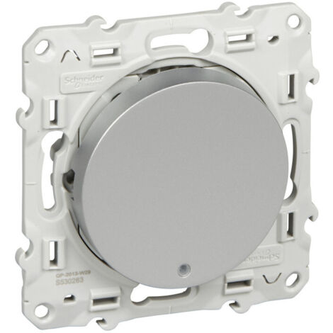 Schneider Electric – Interrupteur va-et-vient lumineux S530263 – ALU 10 A à vis – LED orange – Pose encastrée – 2-way – Mécanisme avec cadre en plastique (1/7)