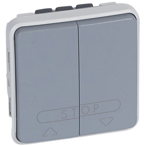 Legrand 069539 - Double Poussoir cde boîtier automatisme volet roulant Prog Plexo composable gris (1/4)