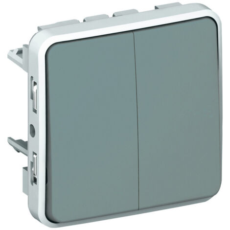 Legrand – Double interrupteur étanche composable 10AX – IP55 – Pour chantiers humides – Mécanismes livrés avec enjoliveurs