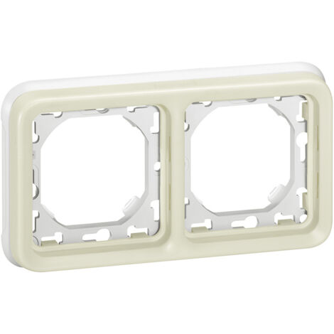 PLAQUE + SUPPORT 2 POSTE HORIZONTAL PLEXO BLANC LEGRAND 069694