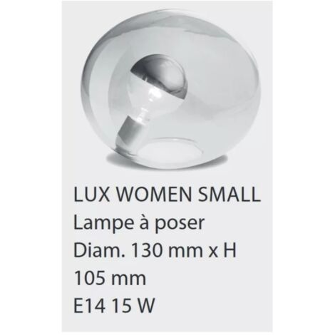 Concept Verre LUXWOMEN S - Lampe chevet verre Transparent E14 15W IP20 - Ø13xH10.5cm