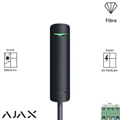 Rilevatore Rottura Vetro Ajax Glass Protect B - Wireless, Batteria 7 Anni, Portata 9 M