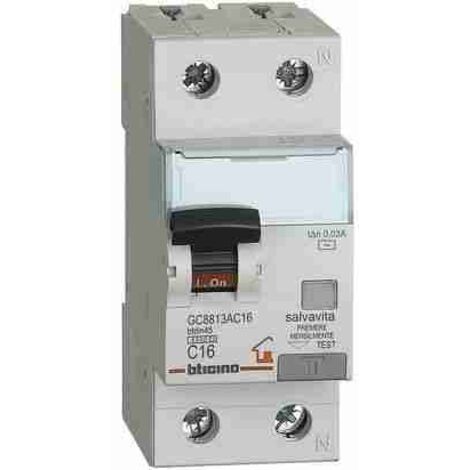 BTIGC8813AC16 Interruttore magnetotermico differenziale BTDIN-RS 1P+N tipo AC - In= 16A - Idn= 0.03A