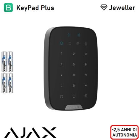 38252 - Jeweller - Keypad Plus - tastiera touch wireless che supporta carte e portachiavicontactless - colore black - Ajax sicurezza wireless