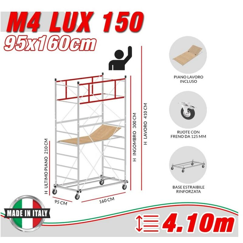 Trabattello M4 LUX 150 (h lavoro 4,10 m)