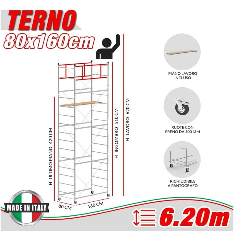 Trabattello TERNO-1 Altezza lavoro 6,20 metri