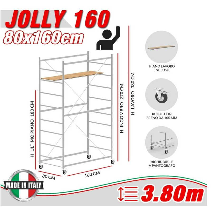 Trabattello JOLLY 160 Altezza lavoro 3,80 metri