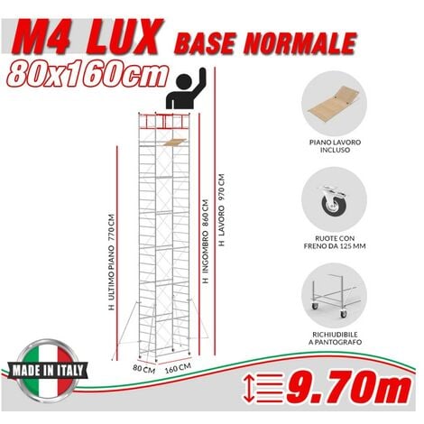 Trabattello M4 LUX base normale Altezza lavoro 9,70 metri