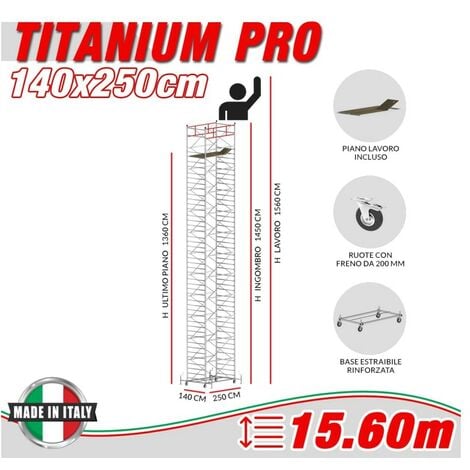 Trabattello Alluminio 2 metri - Misure: 0-75-x-2-50-2-20-4-20-m Trabattelli  Store