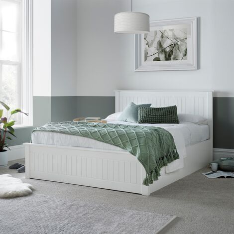 Dawson White Wooden Ottoman Storage Bed King Size