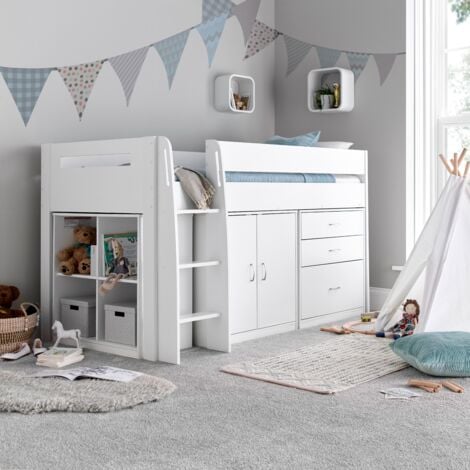 Lacy White Storage Mid Sleeper Bed