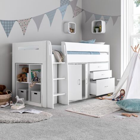 Lacy White Storage Mid Sleeper Bed