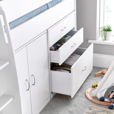 Lacy White Storage Mid Sleeper Bed