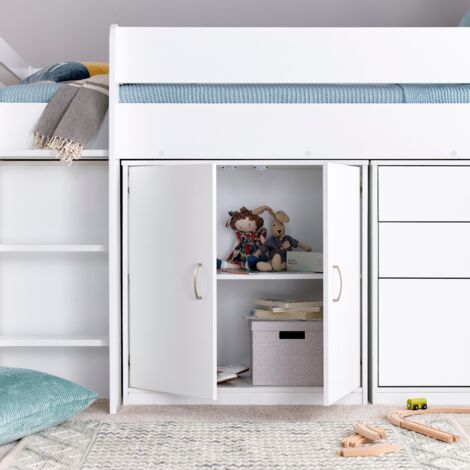 Lacy White Storage Mid Sleeper Bed