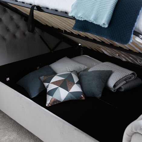 Osborne Grey Velvet Chesterfield Ottoman Bed King Size