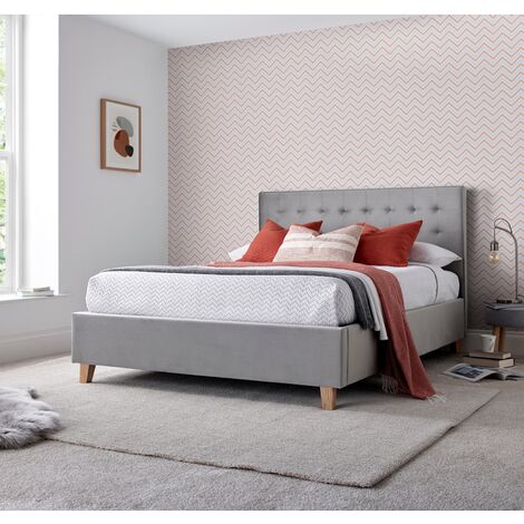 Kingham Grey Velvet Ottoman Bed Small Double