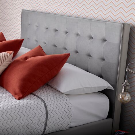 Kingham Grey Velvet Ottoman Bed Small Double