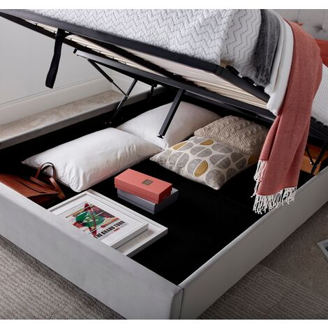 Kingham Grey Velvet Ottoman Bed Small Double
