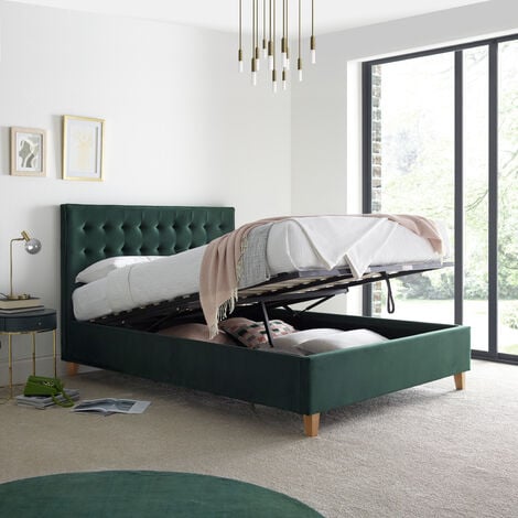 Kingham Green Velvet Ottoman Bed King Size