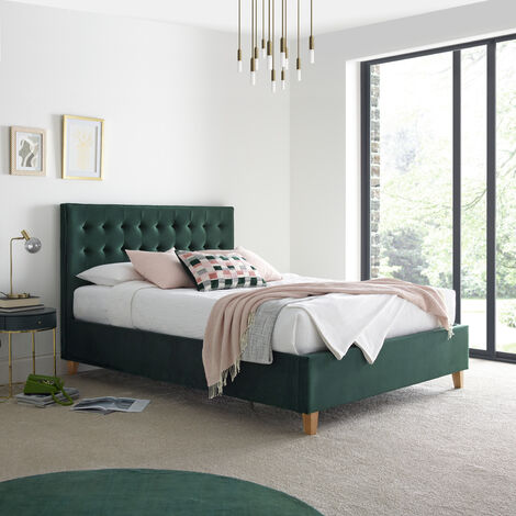Kingham Green Velvet Ottoman Bed King Size