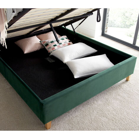 Kingham Green Velvet Ottoman Bed King Size
