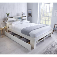 Fabio Wooden Bed White Double