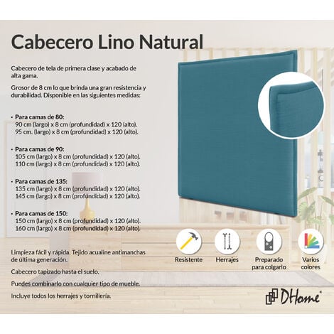 DHOME Cabecero de Lino Natural Liso Cabezal Tapizado Cama