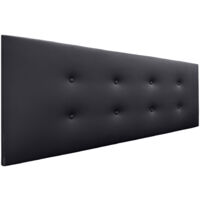 DHOME Cabecero de Polipiel o Tela AQUALINE Pro con 2 hileras de Botones Cabezal tapizado Cama Lujo (135cm (Camas 120/135/140), Polipiel Negro)