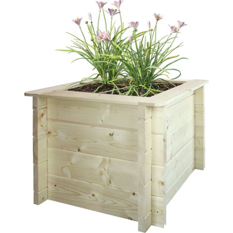 Hochbeet aus Holz - 58x58xH46 cm - Kübel für den Außenbereich für Garten, Balkon, Terrasse - Kübel aus Holz für Blumen, Gewürze, Gemüse- solid 28 mm pine/spruce wood - Timbela M617 (1/5)