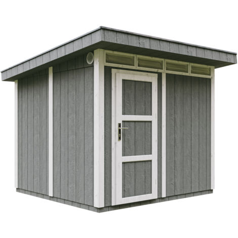 Gartenhaus Premium Qualität 5,9m² - L279xW293cm- All-Inclusive-Set mit Boden, Bitumen-Dachziegeln, Farbset- LP Smartside - Timbela M903 CAVERN STEEL (1/5)