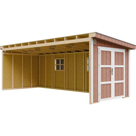 Gartenhaus Premium Qualität 14,3 m² - H231x248x648 cm - Aufbau von LP Smartside Panels – Ohne Boden und Seitenwand – Timbela M941B-REDWOOD RED