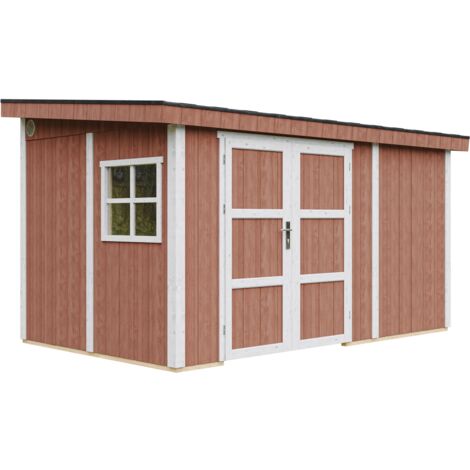 Gartenhaus Premium Qualität 8,68 m² - H231x248x412 cm - Aufbau von LP Smartside Panels – Ohne Boden und Seitenwand – Timbela M939B-REDWOOD RED