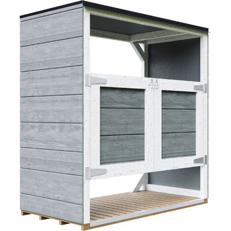 Mülltonnenbox 2er 240L Aus Wetterfest LP Smartside Holz, Mülltonnenverkleidung mit Türen, Garten Mülltonnenbox, Moderne garten box Außen – Timbela M980A-CAVERN STEEL