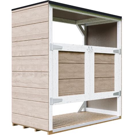 Mülltonnenbox 2er 240L Aus Wetterfest LP Smartside Holz, Mülltonnenverkleidung mit Türen, Garten Mülltonnenbox, Moderne garten box Außen – Timbela M980A-TERRA BROWN