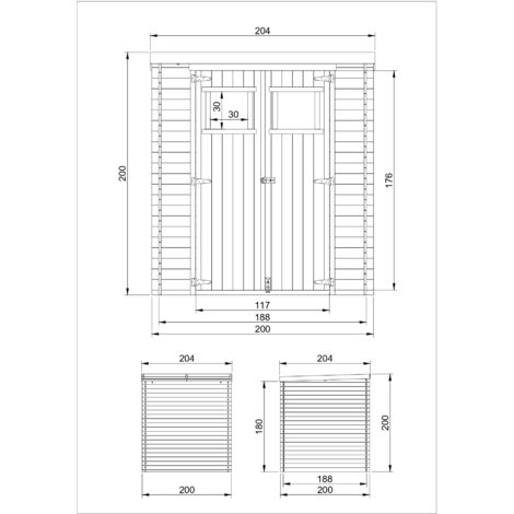 Gartenhaus Holz - Geräteschuppen Holz - Gerätehaus B204xL204xH202 cm/ 3.53 m2 - Fahrrad Schuppen - Gartenhäuser & aufbewahrung Wasserfestes Dach TIMBELA M309