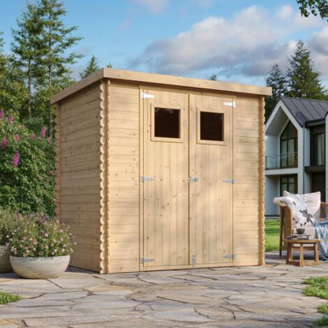 TIMBELA M311 Holzhaus Gartenhaus - Gartenschuppen Holz B204xL142xH200 cm/ 2,22 m2 Lagerschuppen für Garten - Fahrrad Schuppen - Wasserfestes Dach
