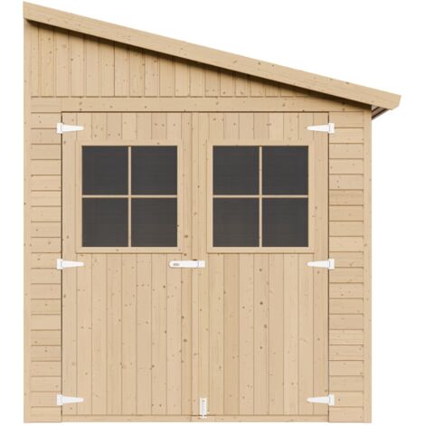 Holz Gartenschuppen Mit Imprägniertem Boden – 228x222x233 Cm, 4,2 M², Shiplap-Verkleidung, Mit Fenstern – Aus Nordischer Fichte, Inkl. Bitumenbedachung Holz Gartenschuppen Mit Imprägniertem Boden – 228x222x233 Cm, 4,2 M², Shiplap-Verkleidung, Mit Fenstern – Aus Nordischer Fichte, Inkl. Bitumenbedachung