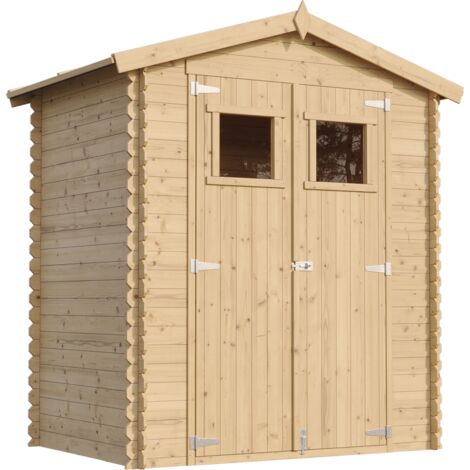 Holzhaus Gartenhaus TIMBELA M367+M367G - Gartenschuppen Holz mit Boden Imprägnierte B196xL136xH218 cm/ 1.98 m2 Lagerschuppen für Garten - Fahrrad Schuppen - Wasserfestes Dach (1/5)