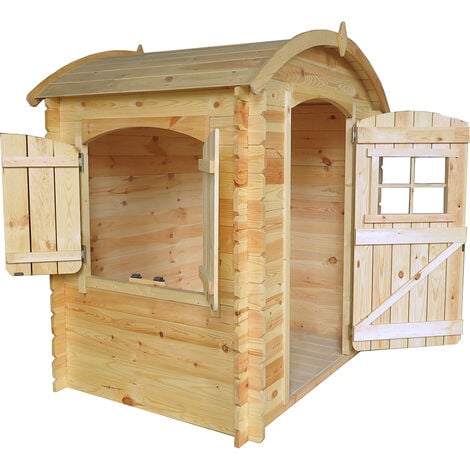 Timbela Kinderspielhaus aus Holz MIT BÖDEN Spielhaus im Freien für