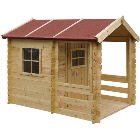 Timbela Kinderspielhaus aus Holz Spielhaus im Freien für Kinder