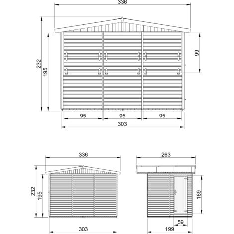 Holz Gartenhaus, Marktbude Holz, Verkaufsstand Holzhaus mit Theke, DREI FENSTER, H232x336x263 cm/6 m2, große multifunktionale Garten-Bar, Verkaufshütte aus Holz - TIMBELA M150A