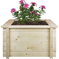 Hochbeet aus Holz - 58x58xH35 cm - Kübel für den Außenbereich für Garten, Balkon, Terrasse - Kübel aus Holz für Blumen, Gewürze, Gemüse- solid 28 mm pine/spruce wood - Timbela M616