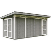 Gartenhaus Premium Qualität 8.52+2.95 m² - L279xW530cm -All-Inclusive-Set mit Boden, Bitumen-Dachziegeln, Farbset- LP Smartside - Timbela M905C CAVERN STEE