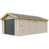 Garage Premium Qualität 21 m²- L378xB648 cm- Garage für Autos, Motorräder, Fahrräder, Gartengeräte - Konstruktion aus LP Smartside-Panels - Timbela M992B