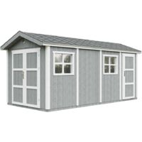 Gartenhaus Premium Qualität 11,47 m² - H252x250x530 cm - Aufbau von LP Smartside Panels – mit Boden und Bitumenfliesen – Timbela M915C-CAVERN STEEL