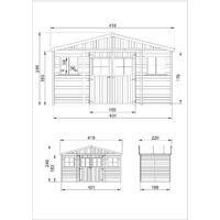 Holz Gartenschuppen - Abstellkammer mit Fenstern - H246 x 418 x 220 cm