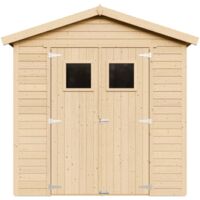 TIMBELA Holz Gartenschuppen - Abstellkammer mit Fenstern - H228x222x233 cm/4,2 m² Naturholz-Shiplap-Schuppen - Gartenwerkstatt - Fahrrad- Geräteschuppen M351
